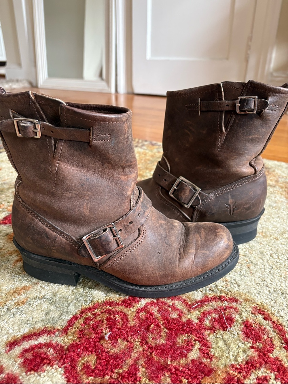 Frye Brown Leather Harness Boots
